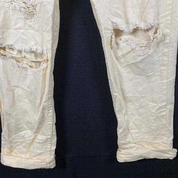 S.O.N.G Womens Jeans Pale Yellow Denim Timeless Fit Distressed High Rise 1/25 - Picture 3 of 10